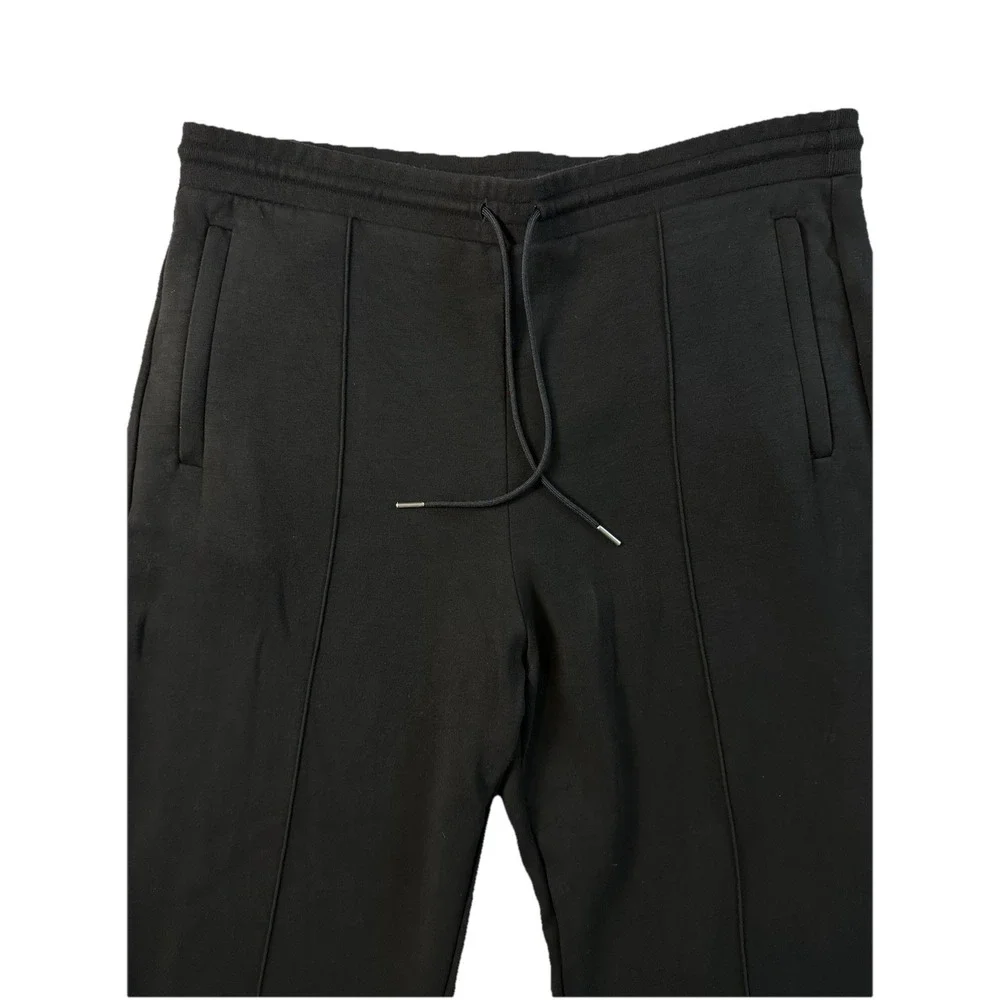Theory Track Pant Double-Knit Jersey Wide Leg Crop Women Sz XL Soft Travel Black